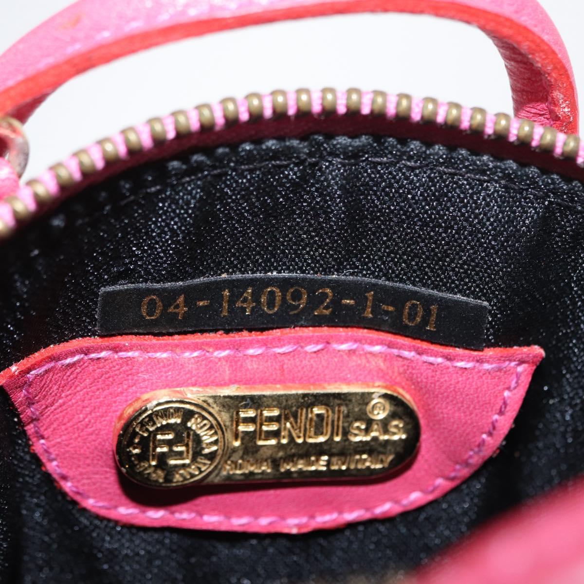 FENDI Shoulder Pouch Leather 2way Pink Gold Auth 155409