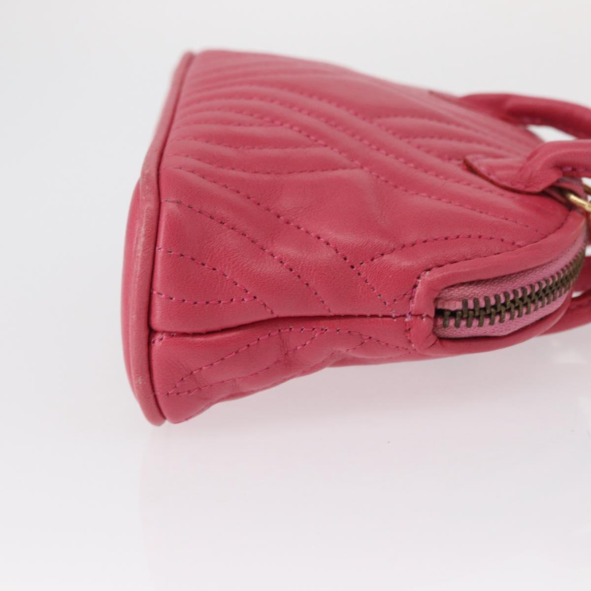 FENDI Shoulder Pouch Leather 2way Pink Gold Auth 155409