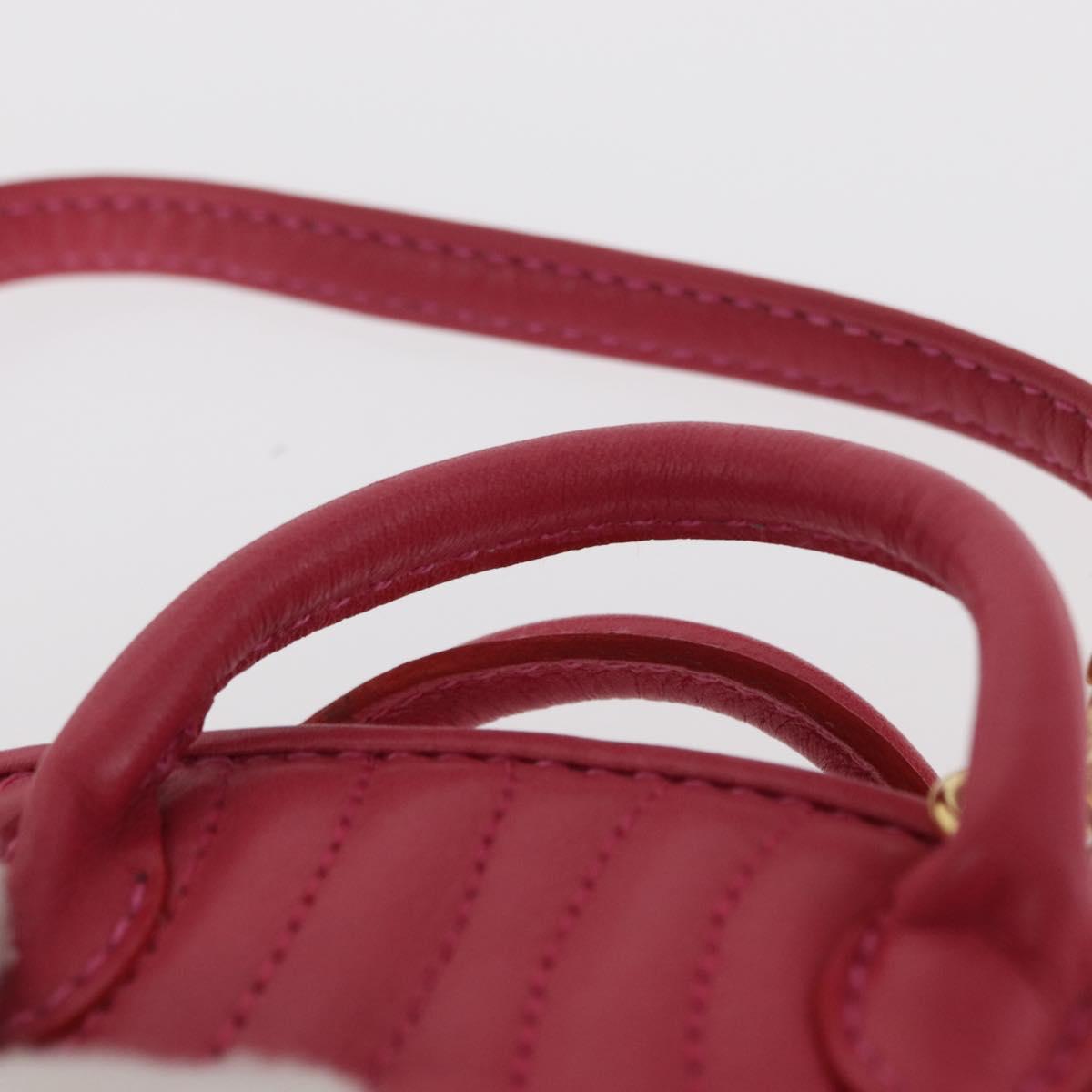 FENDI Shoulder Pouch Leather 2way Pink Gold Auth 155409