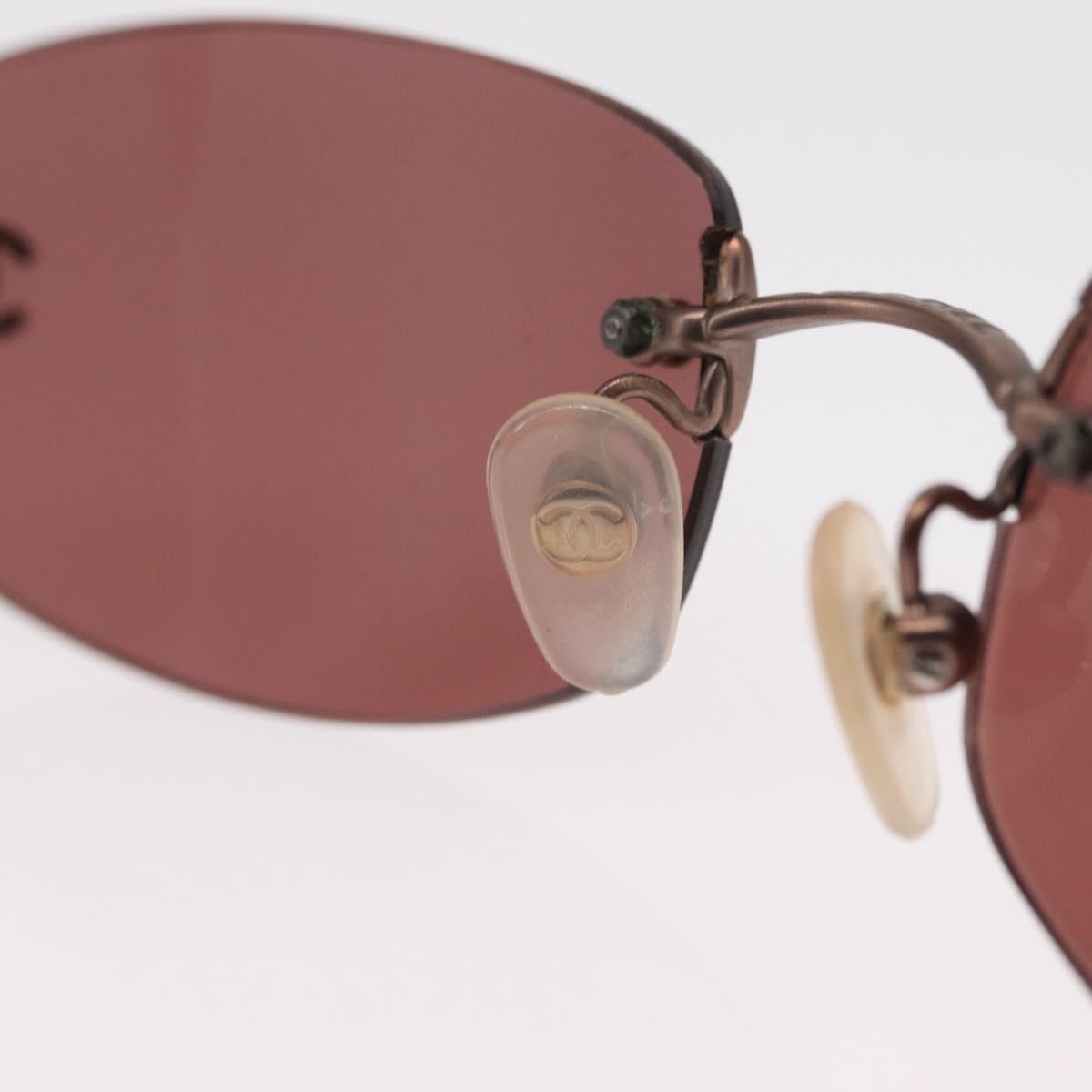 CHANEL Sunglasses Metal Brown 4002 CC Auth 155411A