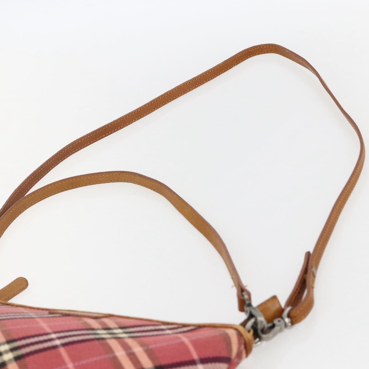 BURBERRY Nova Check Blue Label Shoulder Pouch Canvas 2way Beige Auth 155413