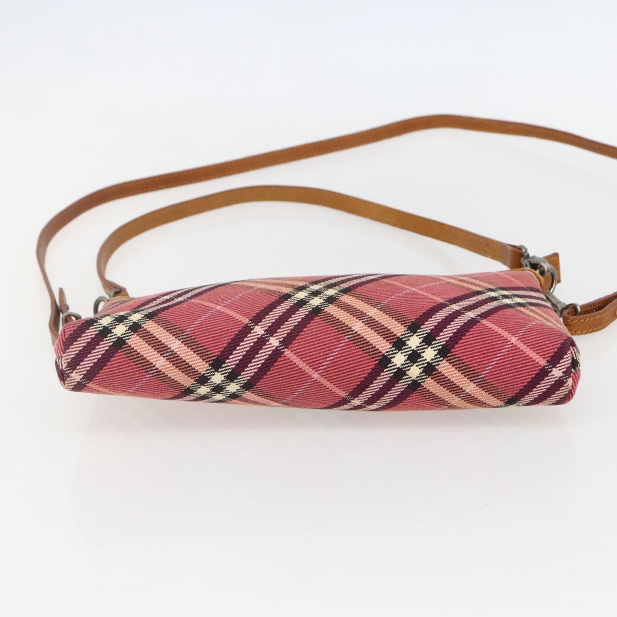 BURBERRY Nova Check Blue Label Shoulder Pouch Canvas 2way Beige Auth 155413
