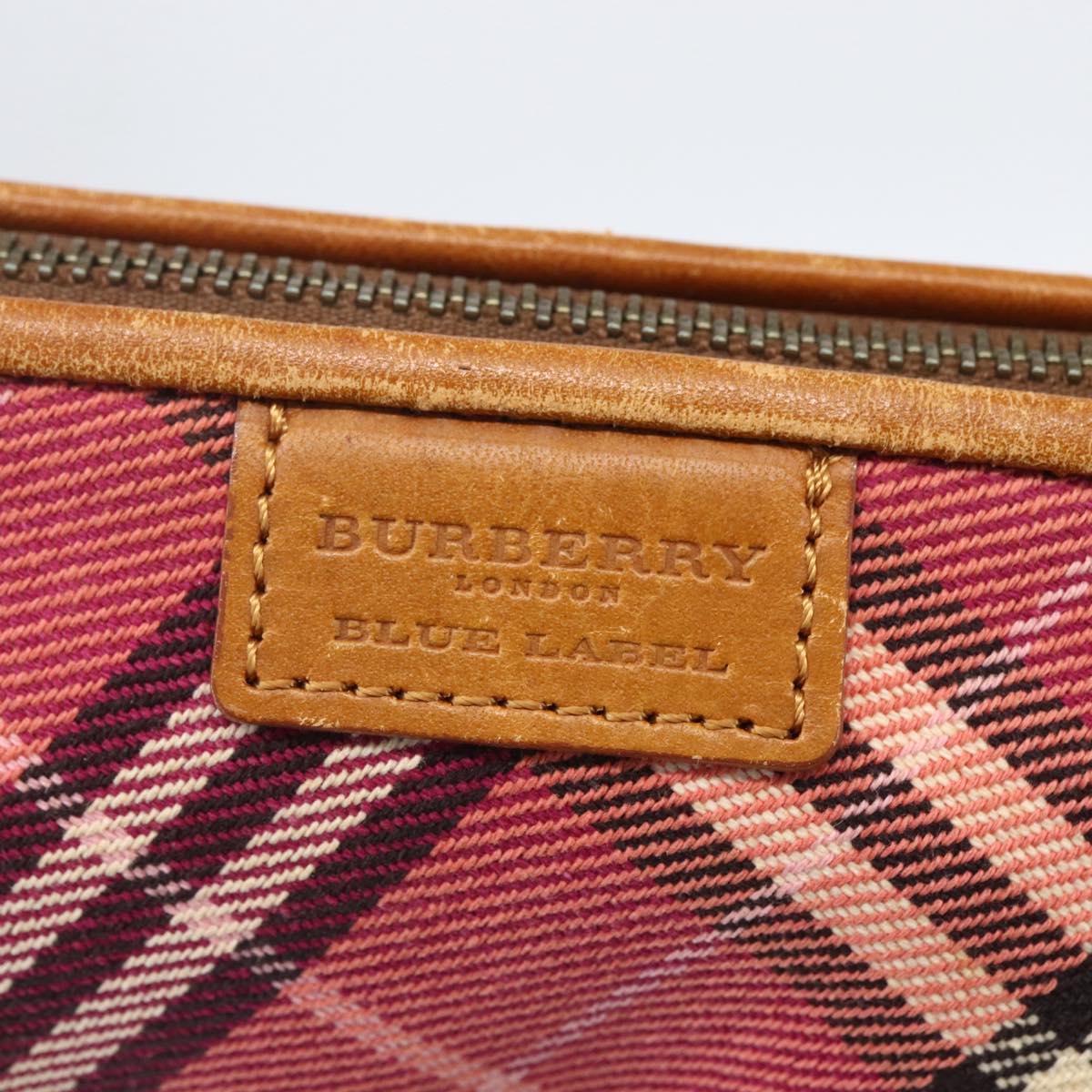 BURBERRY Nova Check Blue Label Shoulder Pouch Canvas 2way Beige Auth 155413
