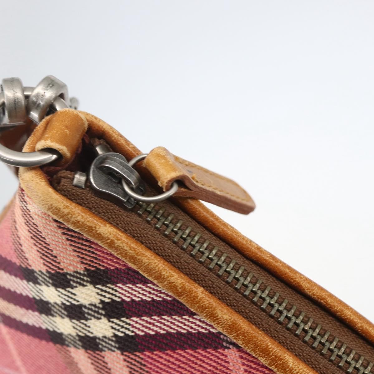 BURBERRY Nova Check Blue Label Shoulder Pouch Canvas 2way Beige Auth 155413