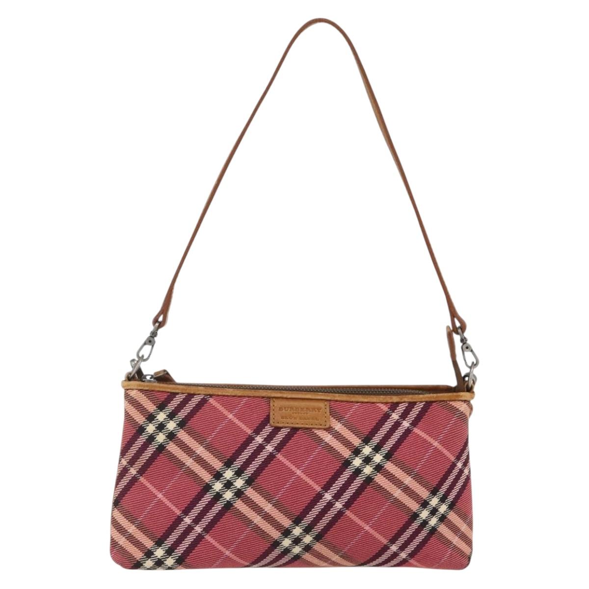 BURBERRY Nova Check Blue Label Shoulder Pouch Canvas 2way Beige Auth 155413