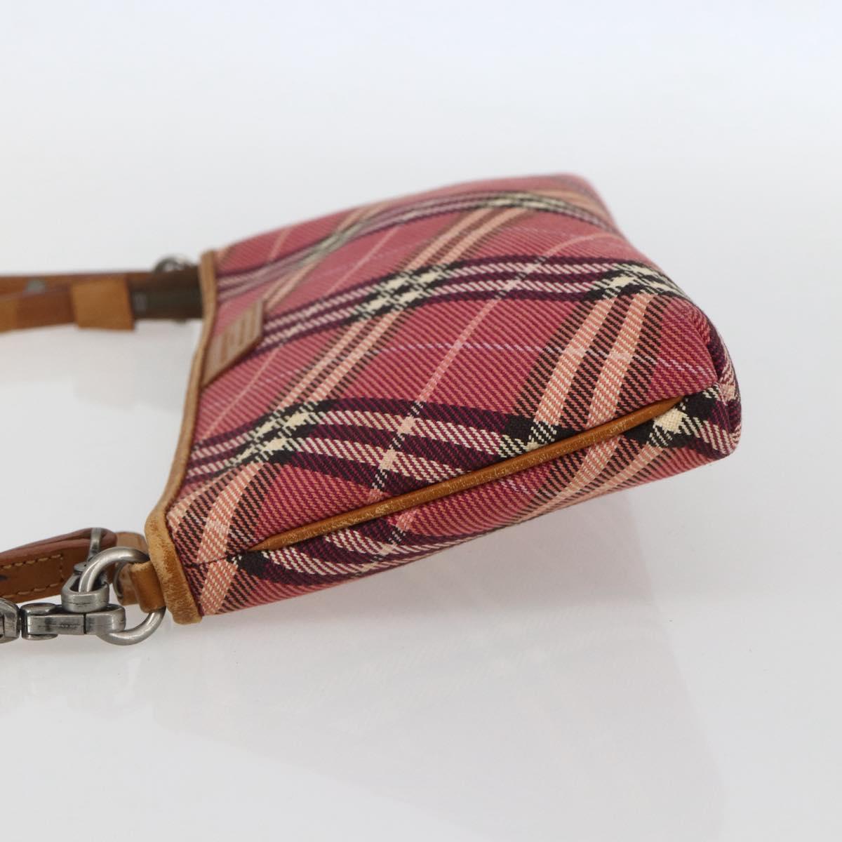 BURBERRY Nova Check Blue Label Shoulder Pouch Canvas 2way Beige Auth 155413