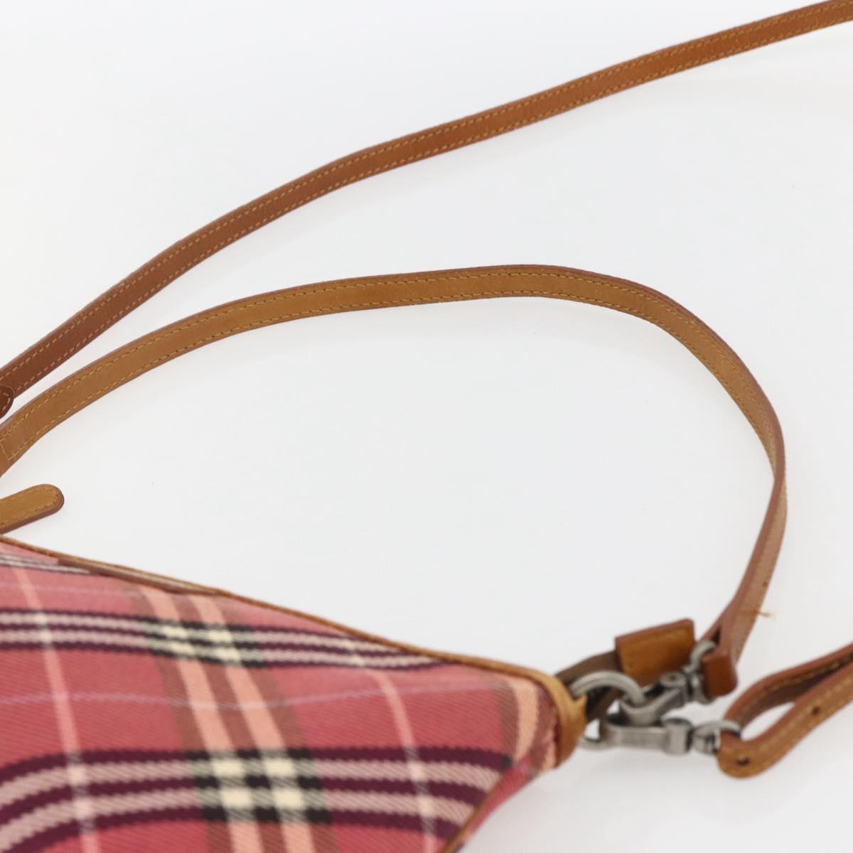 BURBERRY Nova Check Blue Label Shoulder Pouch Canvas 2way Beige Auth 155413