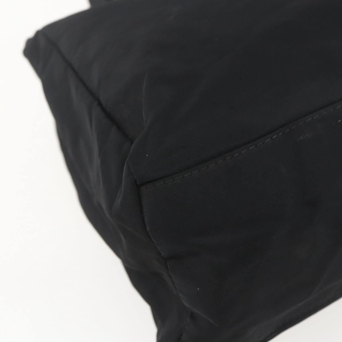 PRADA Hand Bag Nylon Black Silver Auth 155414