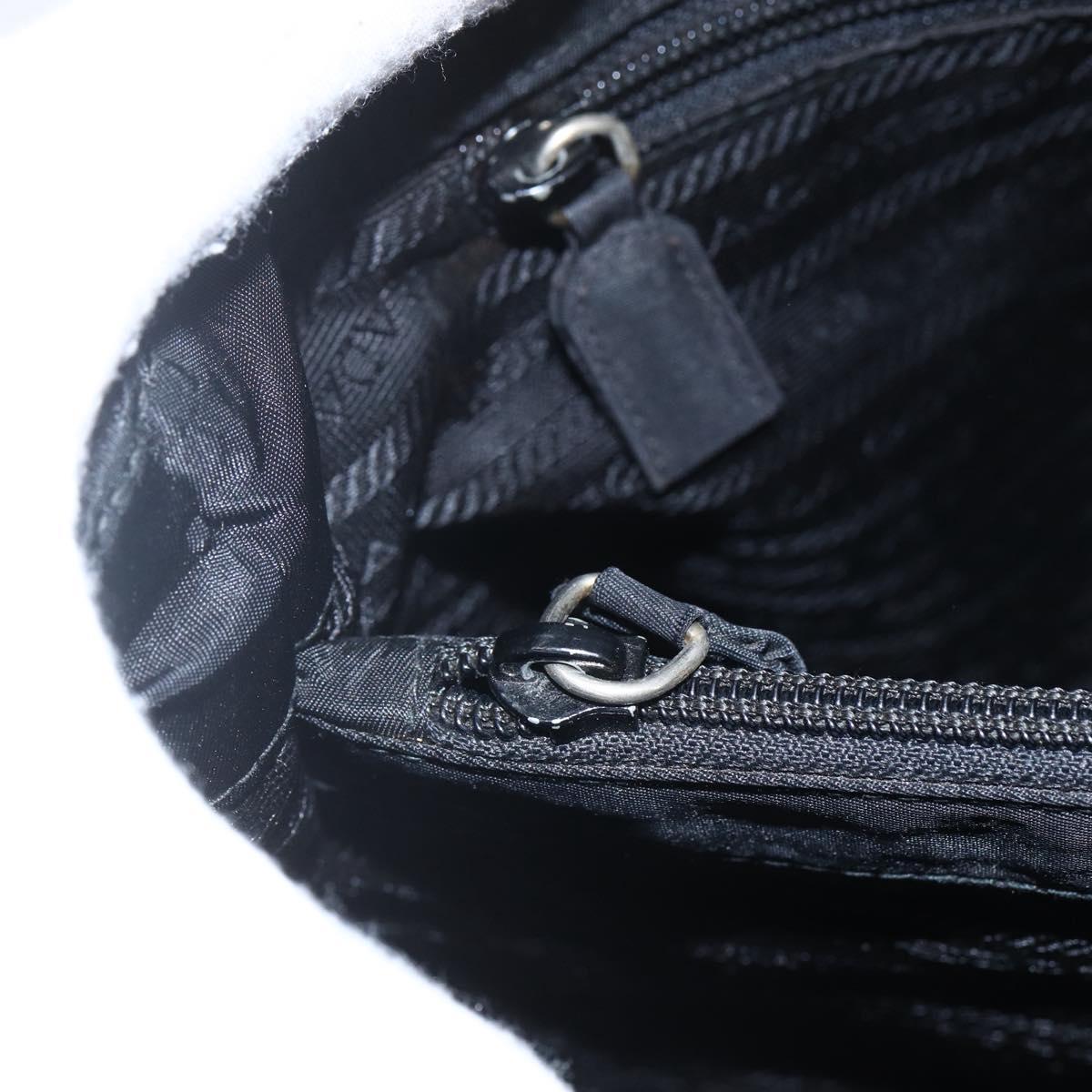 PRADA Hand Bag Nylon Black Silver Auth 155414