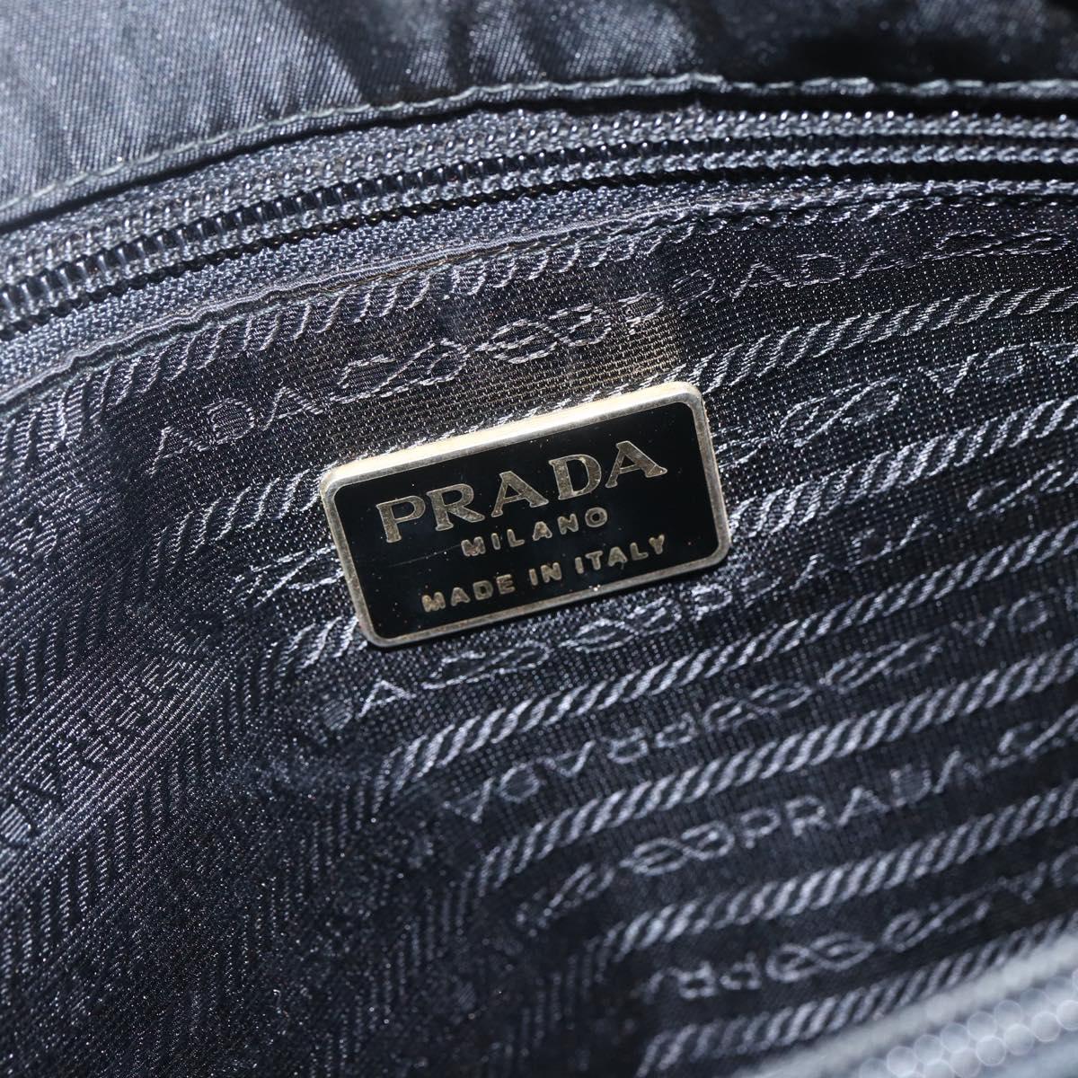 PRADA Hand Bag Nylon Black Silver Auth 155414