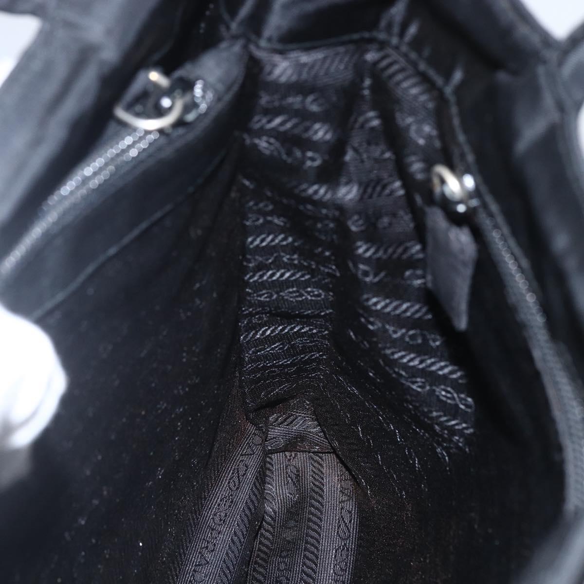 PRADA Hand Bag Nylon Black Silver Auth 155414