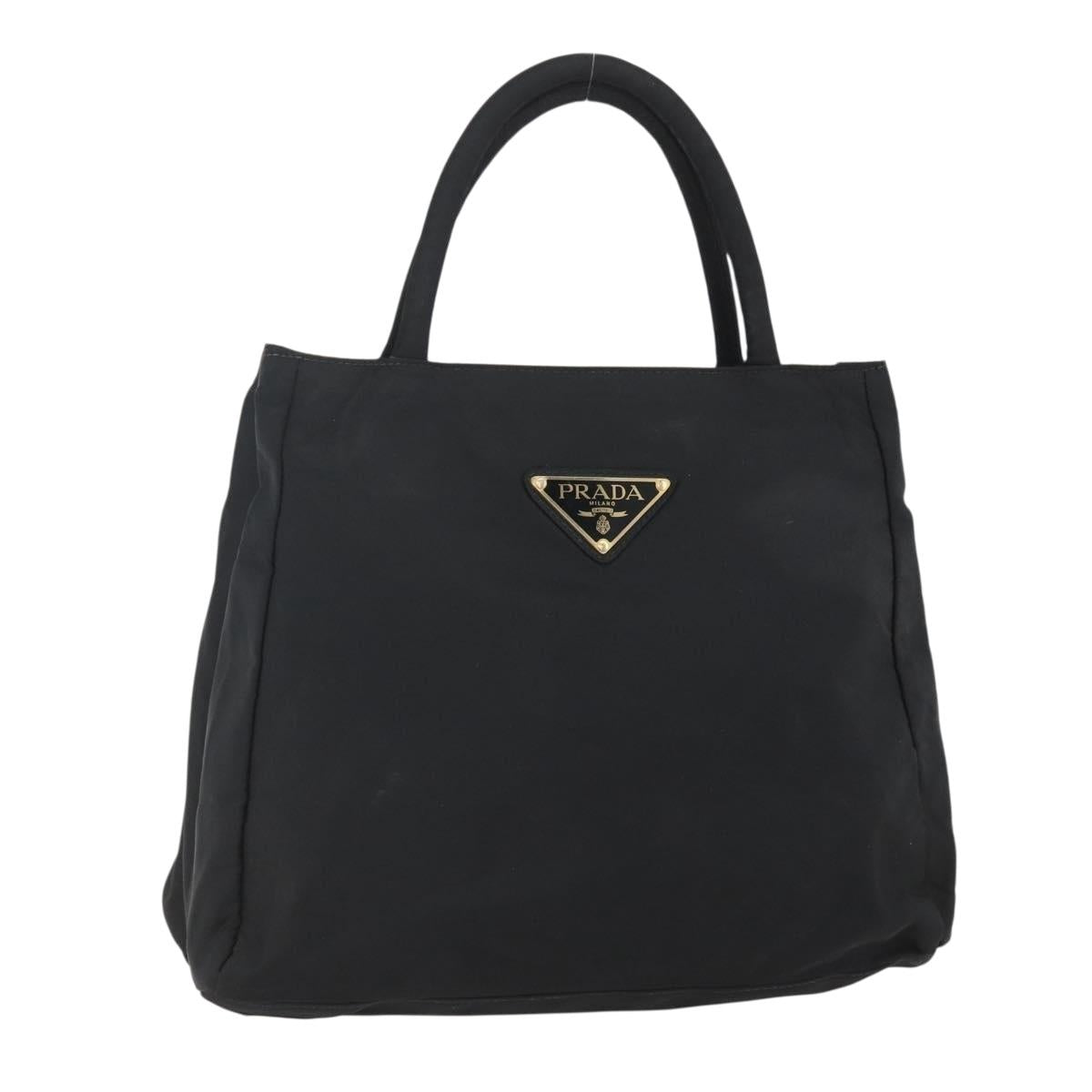 PRADA Hand Bag Nylon Black Silver Auth 155414