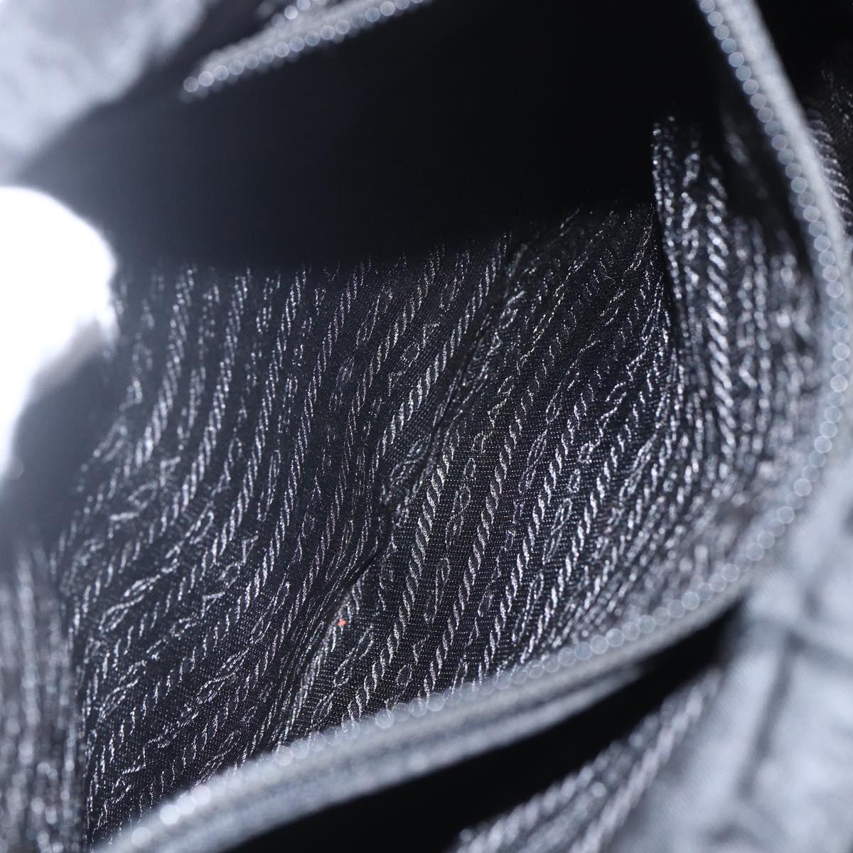 PRADA Hand Bag Nylon Black Silver Auth 155414