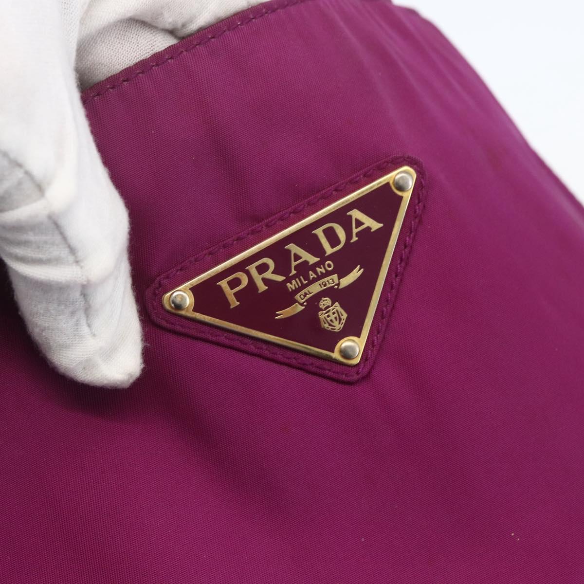 PRADA Hand Bag Nylon Metal Purple Gold Auth 155416