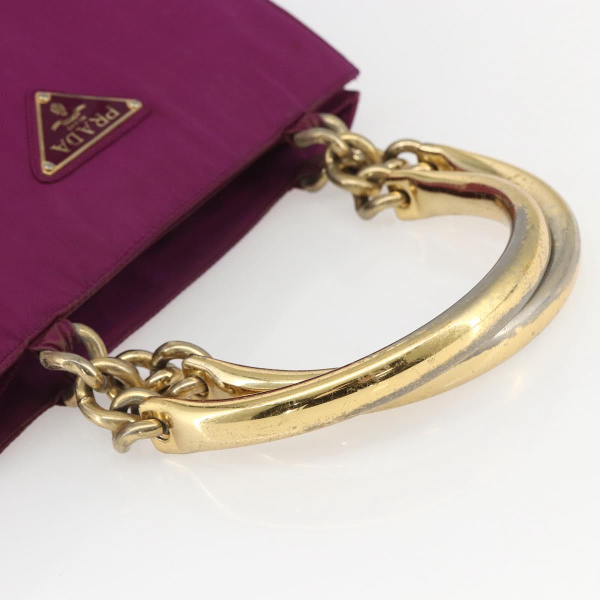 PRADA Hand Bag Nylon Metal Purple Gold Auth 155416