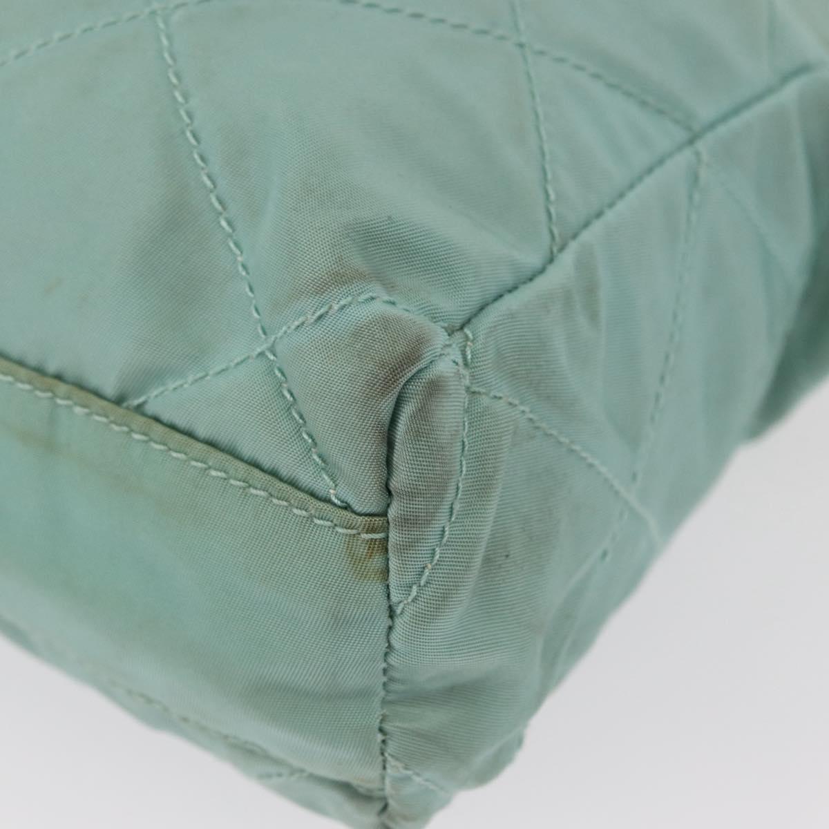 PRADA Chain Shoulder Bag Nylon Gold Light green Auth 155417