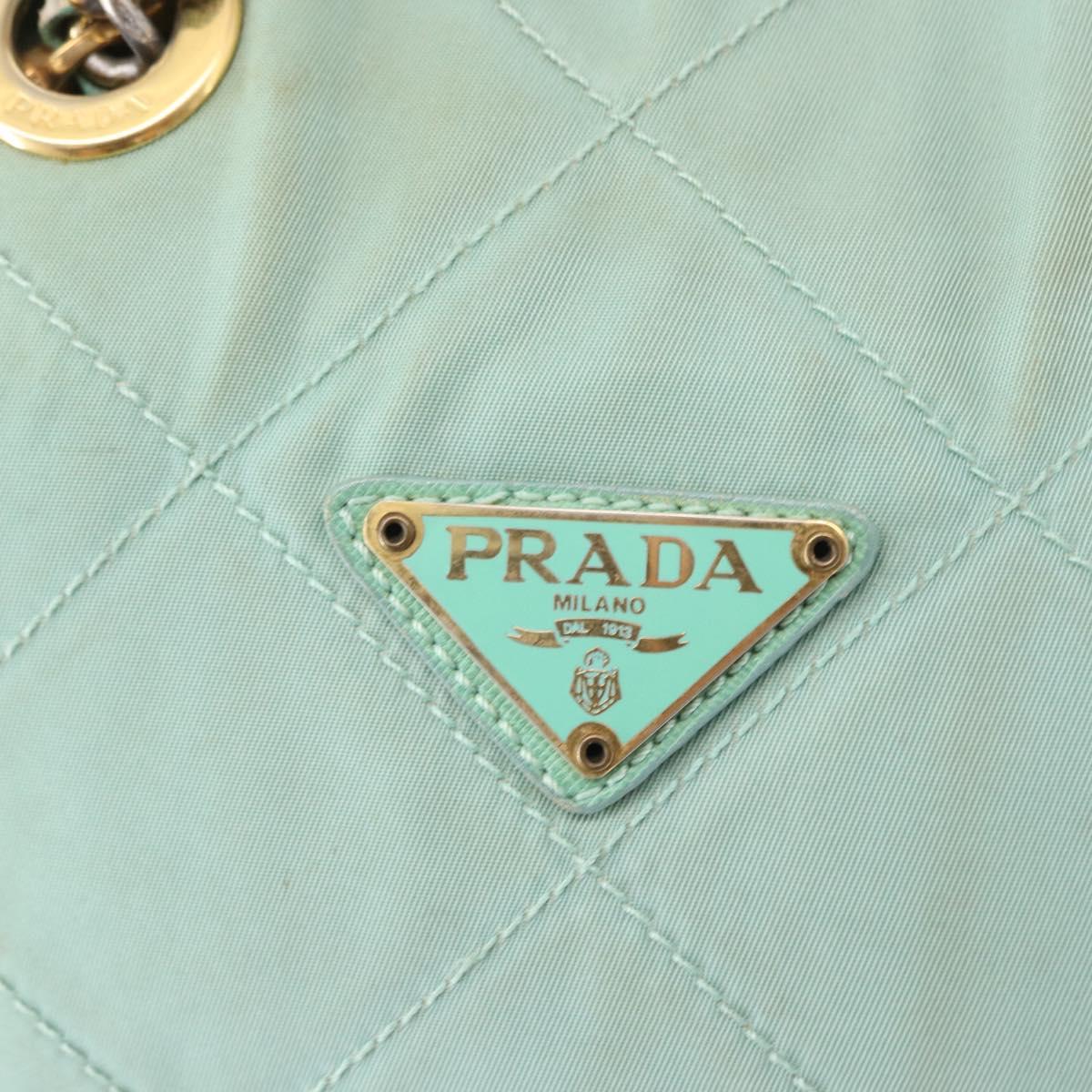 PRADA Chain Shoulder Bag Nylon Gold Light green Auth 155417