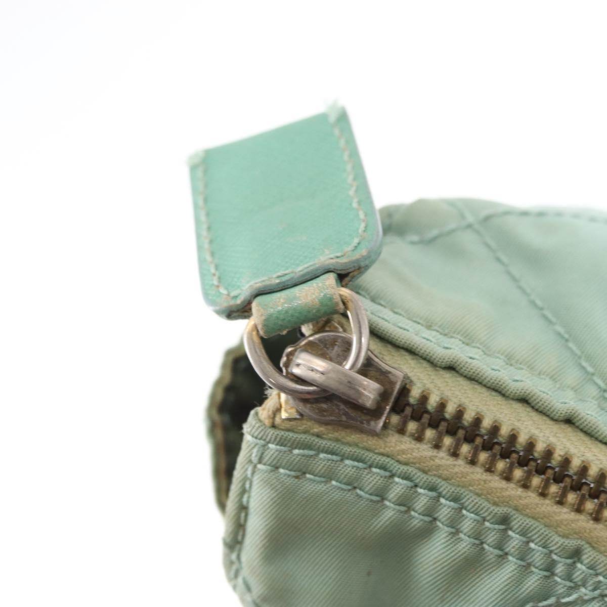 PRADA Chain Shoulder Bag Nylon Gold Light green Auth 155417