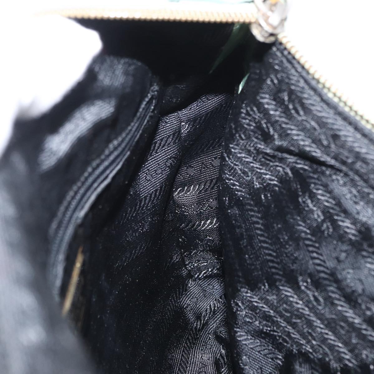 PRADA Chain Shoulder Bag Nylon Gold Light green Auth 155417