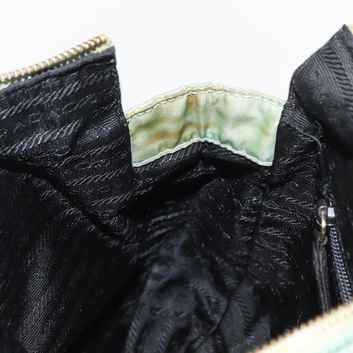 PRADA Chain Shoulder Bag Nylon Gold Light green Auth 155417