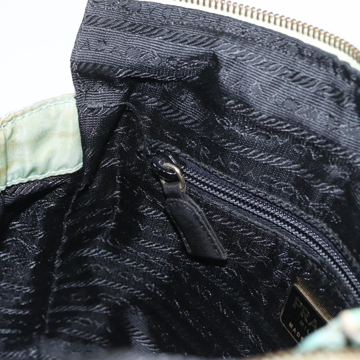 PRADA Chain Shoulder Bag Nylon Gold Light green Auth 155417