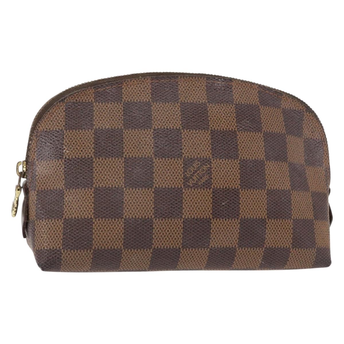 LOUIS VUITTON Damier Ebene Pochette Cosmetic PM Pouch N47516 LV Auth 155421