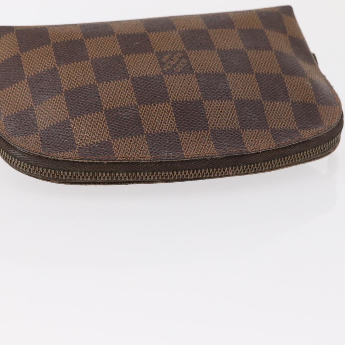 LOUIS VUITTON Damier Ebene Pochette Cosmetic PM Pouch N47516 LV Auth 155421