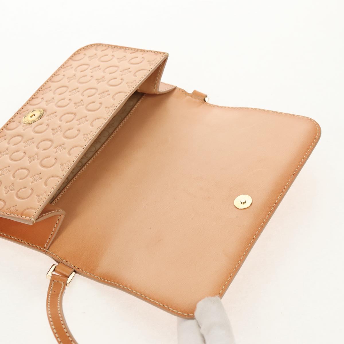 CELINE C Macadam Canvas Accessory Pouch Beige Gold Auth 155457V