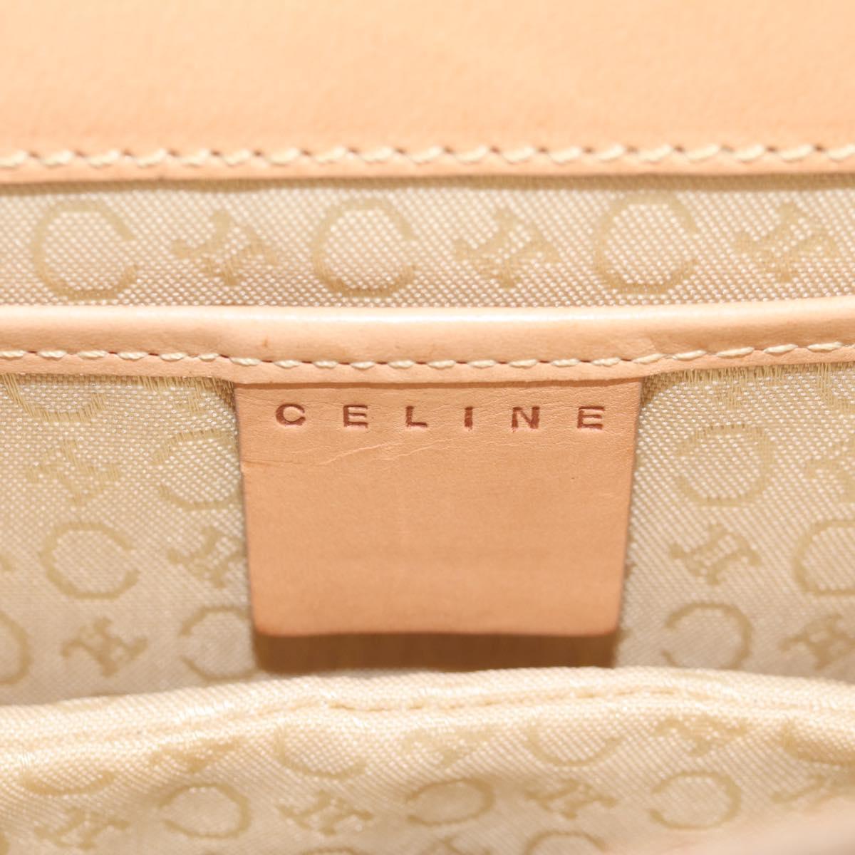 CELINE C Macadam Canvas Accessory Pouch Beige Gold Auth 155457V