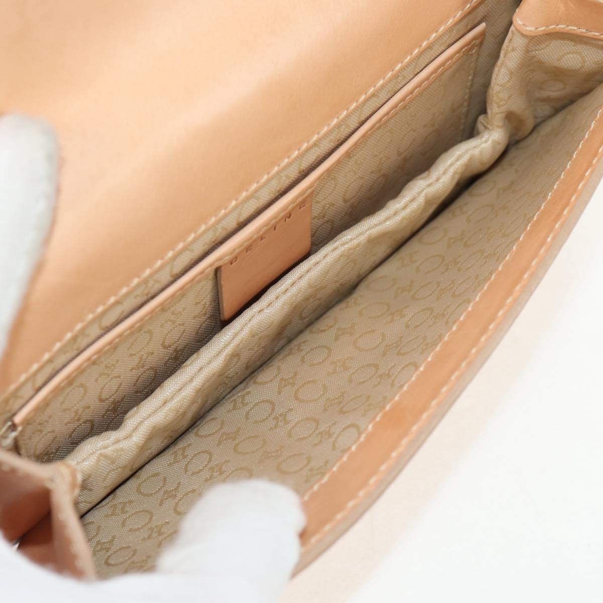 CELINE C Macadam Canvas Accessory Pouch Beige Gold Auth 155457V