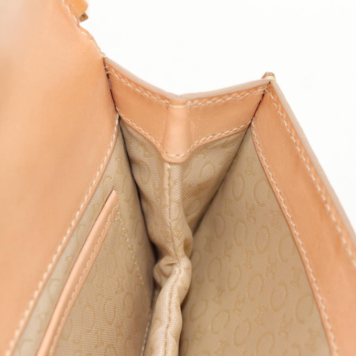 CELINE C Macadam Canvas Accessory Pouch Beige Gold Auth 155457V