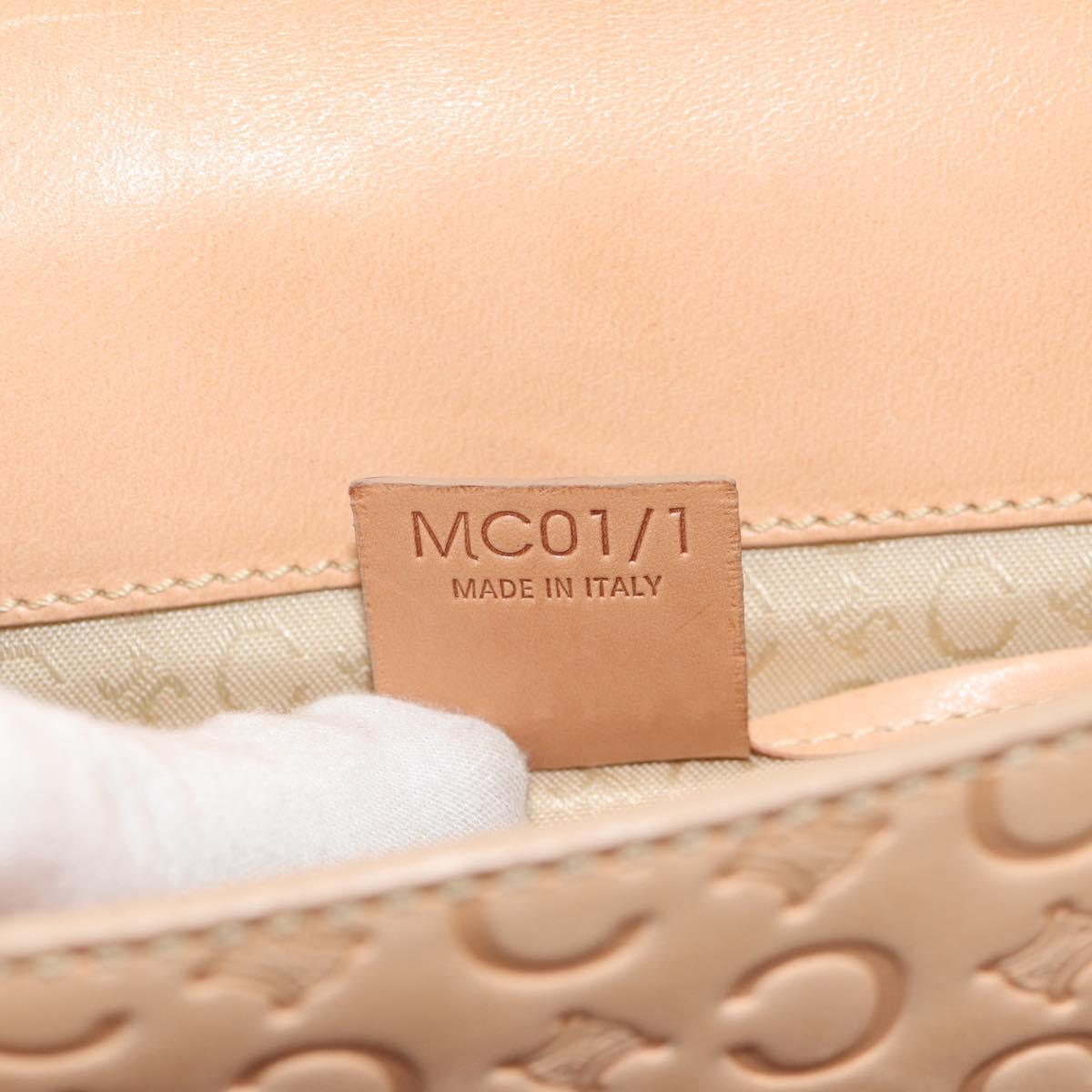 CELINE C Macadam Canvas Accessory Pouch Beige Gold Auth 155457V