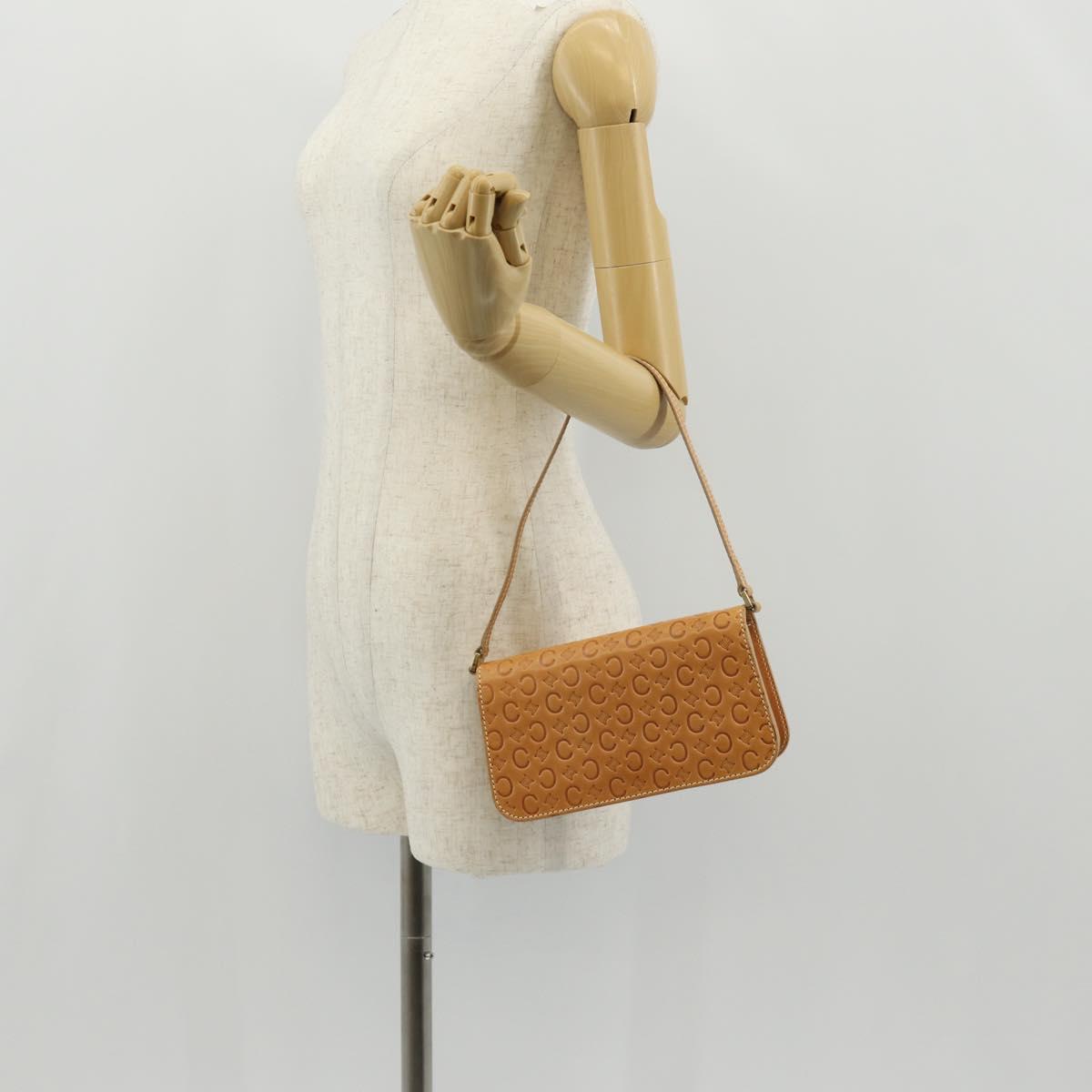CELINE C Macadam Canvas Accessory Pouch Beige Gold Auth 155457V