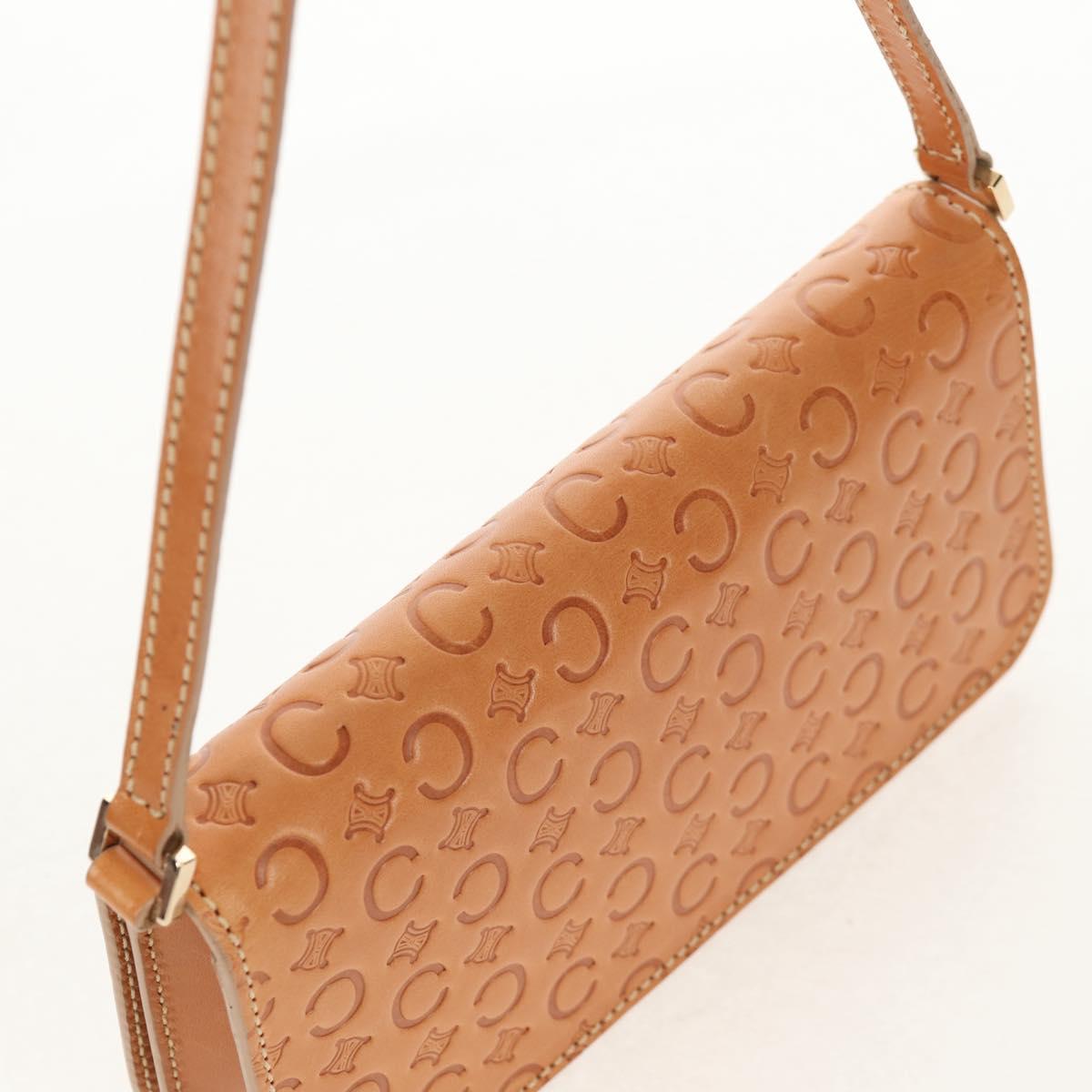 CELINE C Macadam Canvas Accessory Pouch Beige Gold Auth 155457V