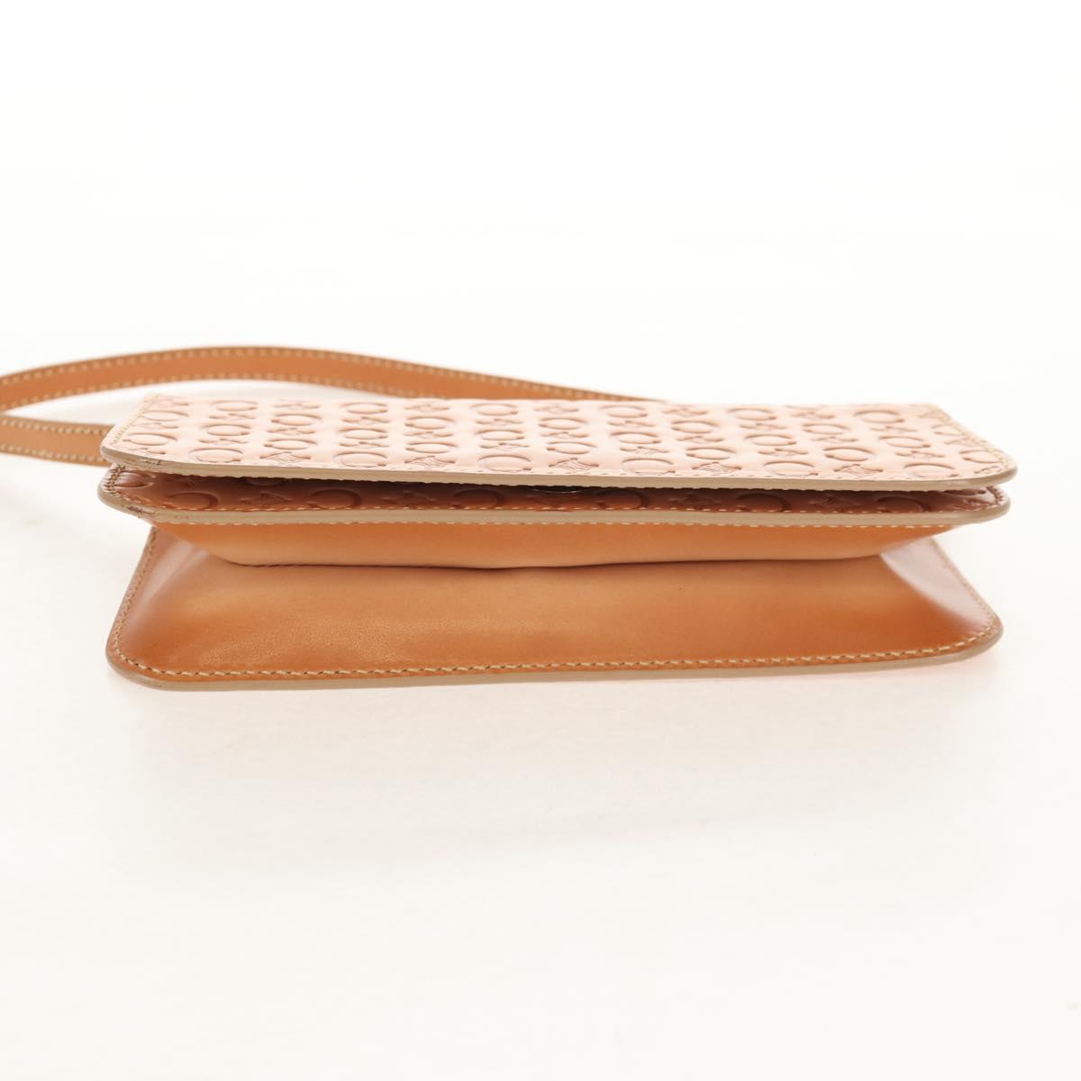 CELINE C Macadam Canvas Accessory Pouch Beige Gold Auth 155457V