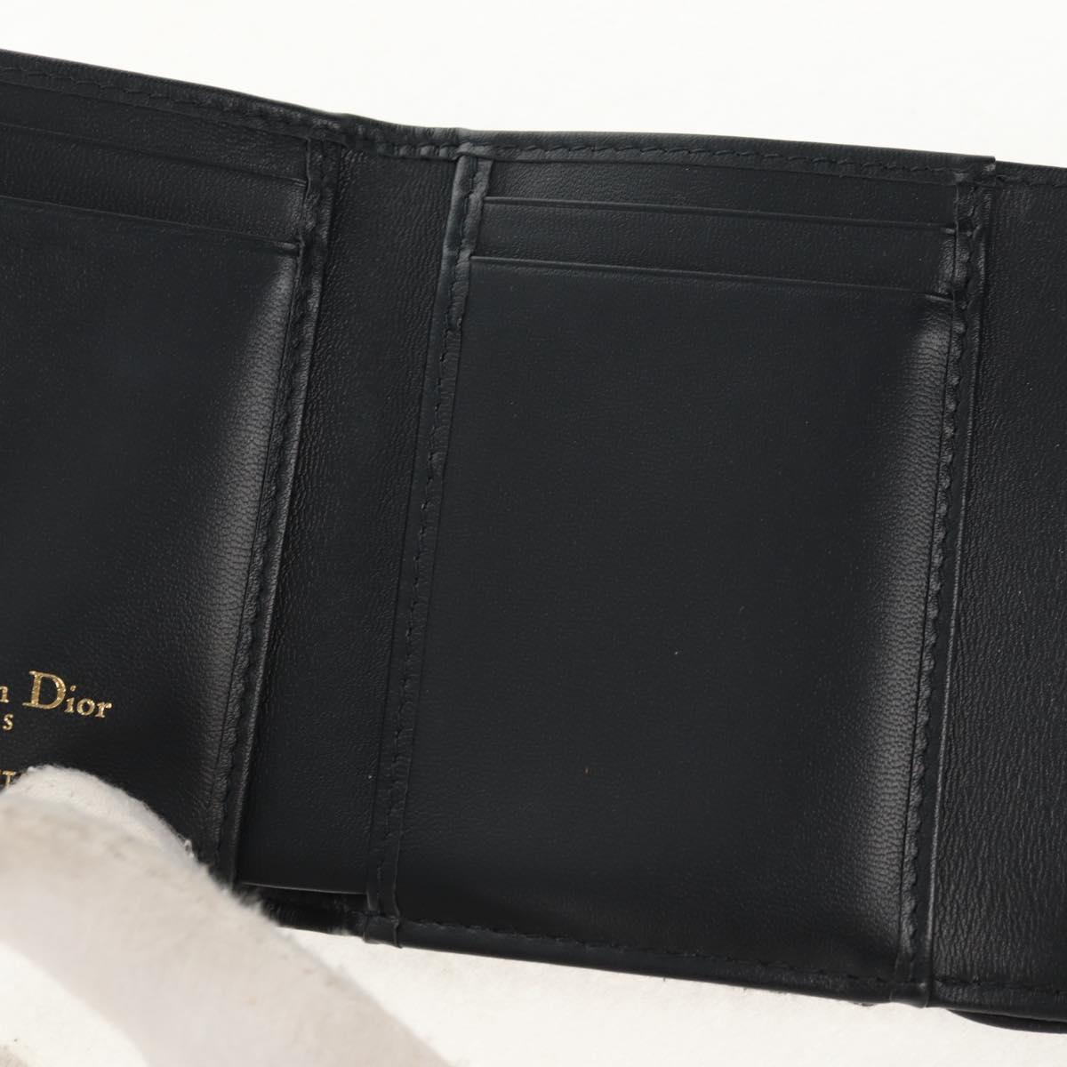 Christian Dior Trotter Canvas Oblique Wallet Navy Gold Auth 155462M