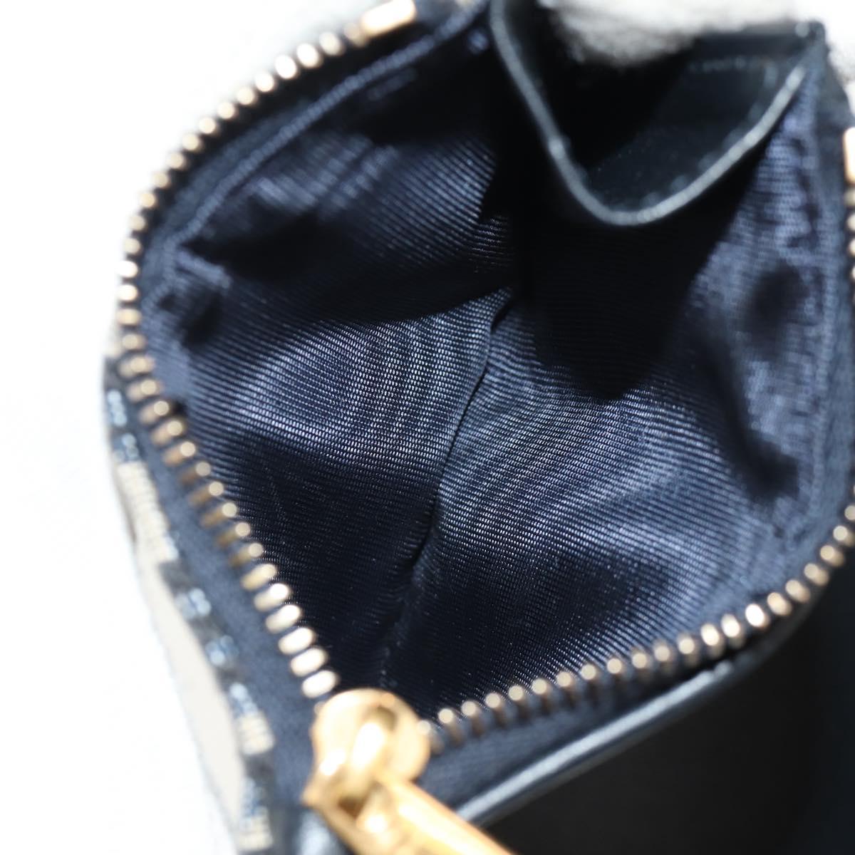 Christian Dior Trotter Canvas Oblique Wallet Navy Gold Auth 155462M
