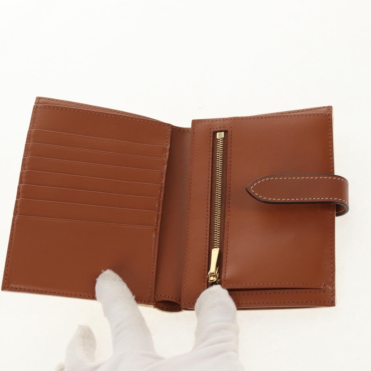 CELINE Triomphe Compact Wallet PVC White Gold Auth 155467M