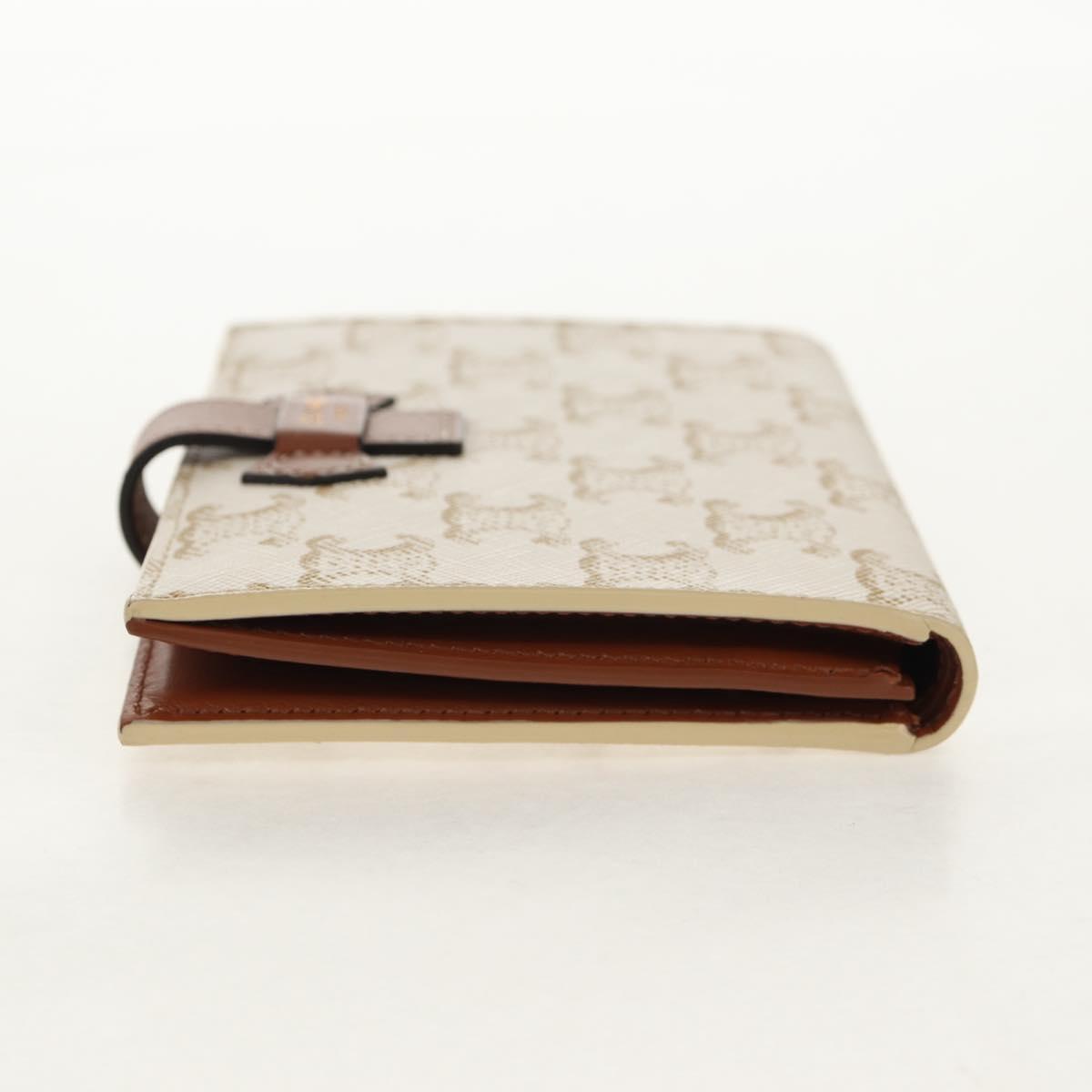 CELINE Triomphe Compact Wallet PVC White Gold Auth 155467M