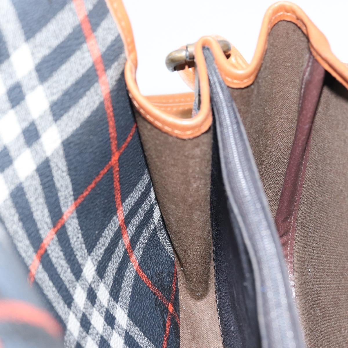 Burberrys Nova Check Shoulder Bag PVC Navy Gold Auth 155468