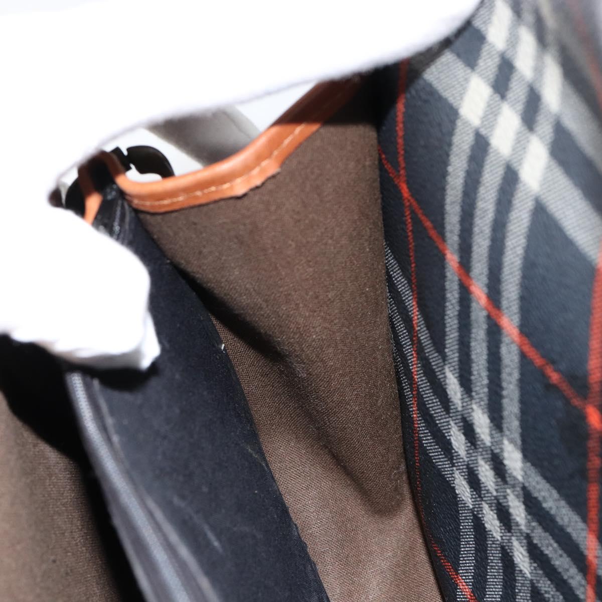 Burberrys Nova Check Shoulder Bag PVC Navy Gold Auth 155468