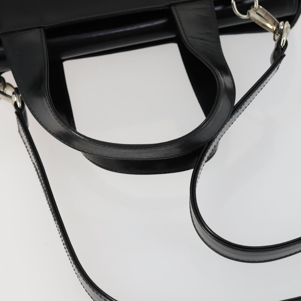 GUCCI Hand Bag Patent leather 2way Black Silver 000 2058 0504 5 Auth 155470