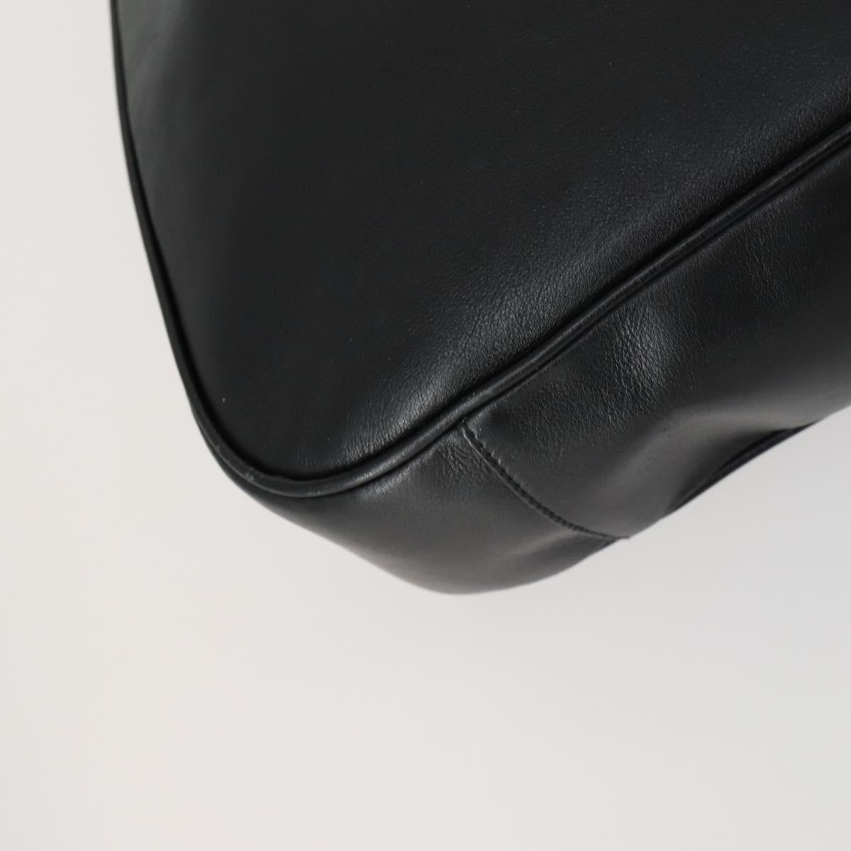 GUCCI Bamboo Shoulder Bag Leather 2way Black Gold 001 1577 Auth 155471