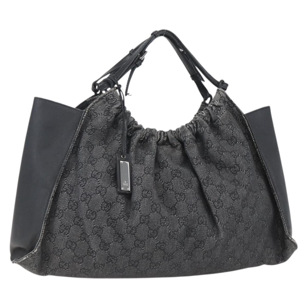 GUCCI GG Canvas Hand Bag Black 76554 Auth 155472