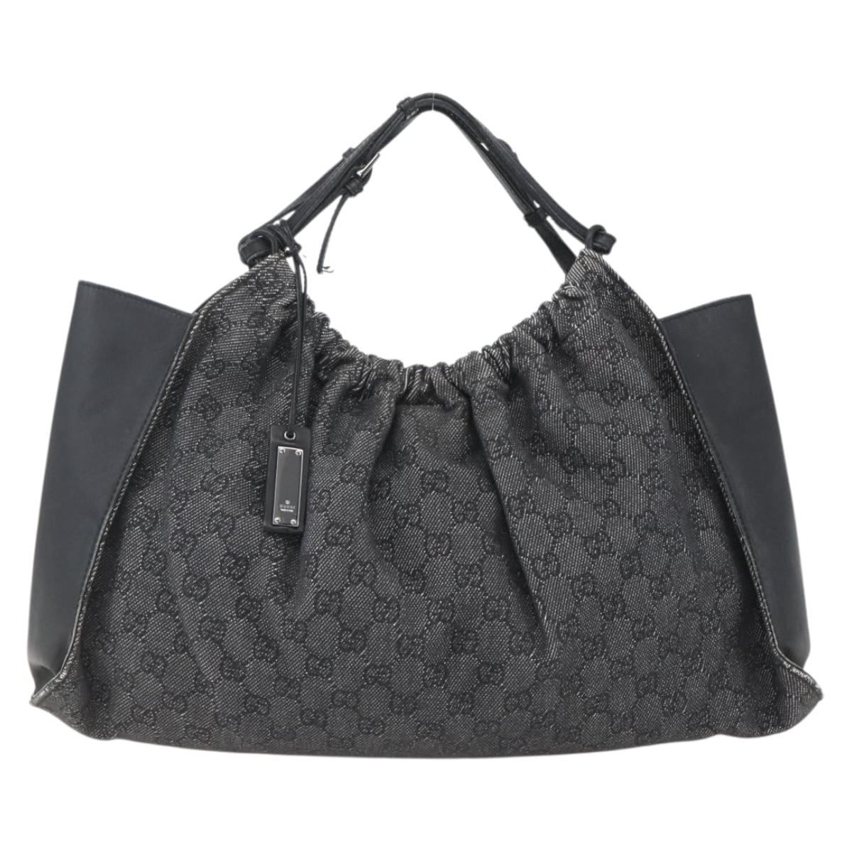 GUCCI GG Canvas Hand Bag Black 76554 Auth 155472
