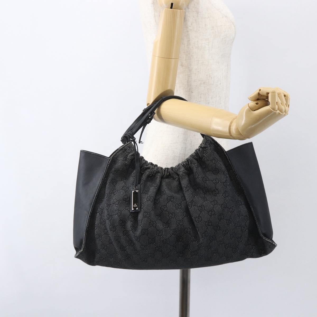 GUCCI GG Canvas Hand Bag Black 76554 Auth 155472