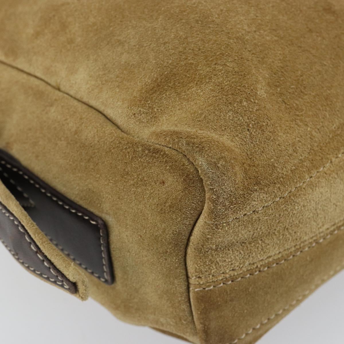 LOEWE Anagram Shoulder Bag Suede Beige Gold Auth 155473