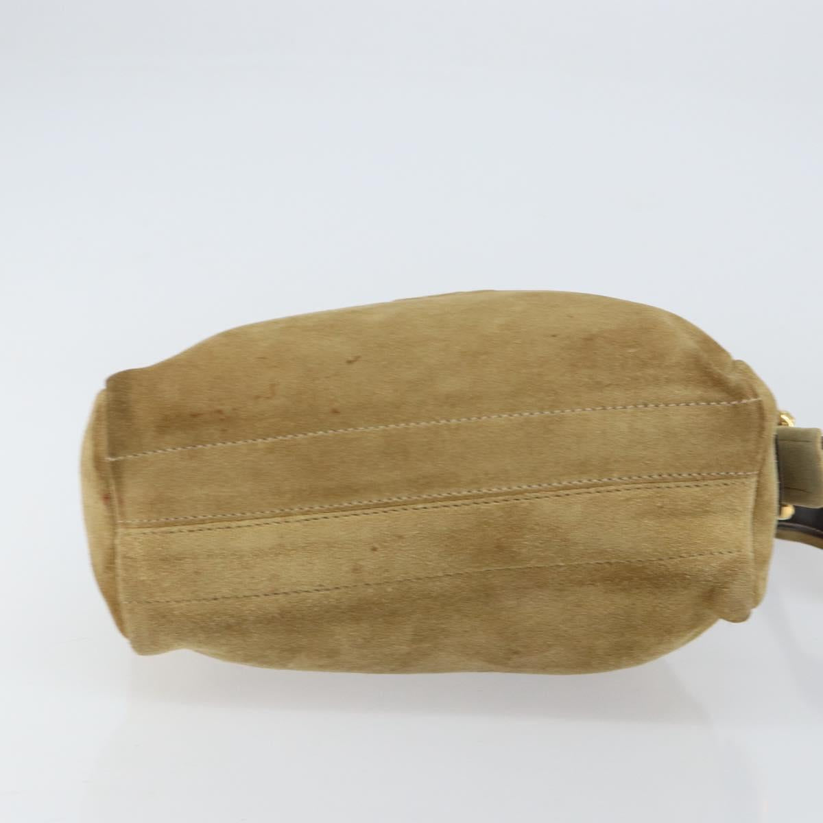 LOEWE Anagram Shoulder Bag Suede Beige Gold Auth 155473