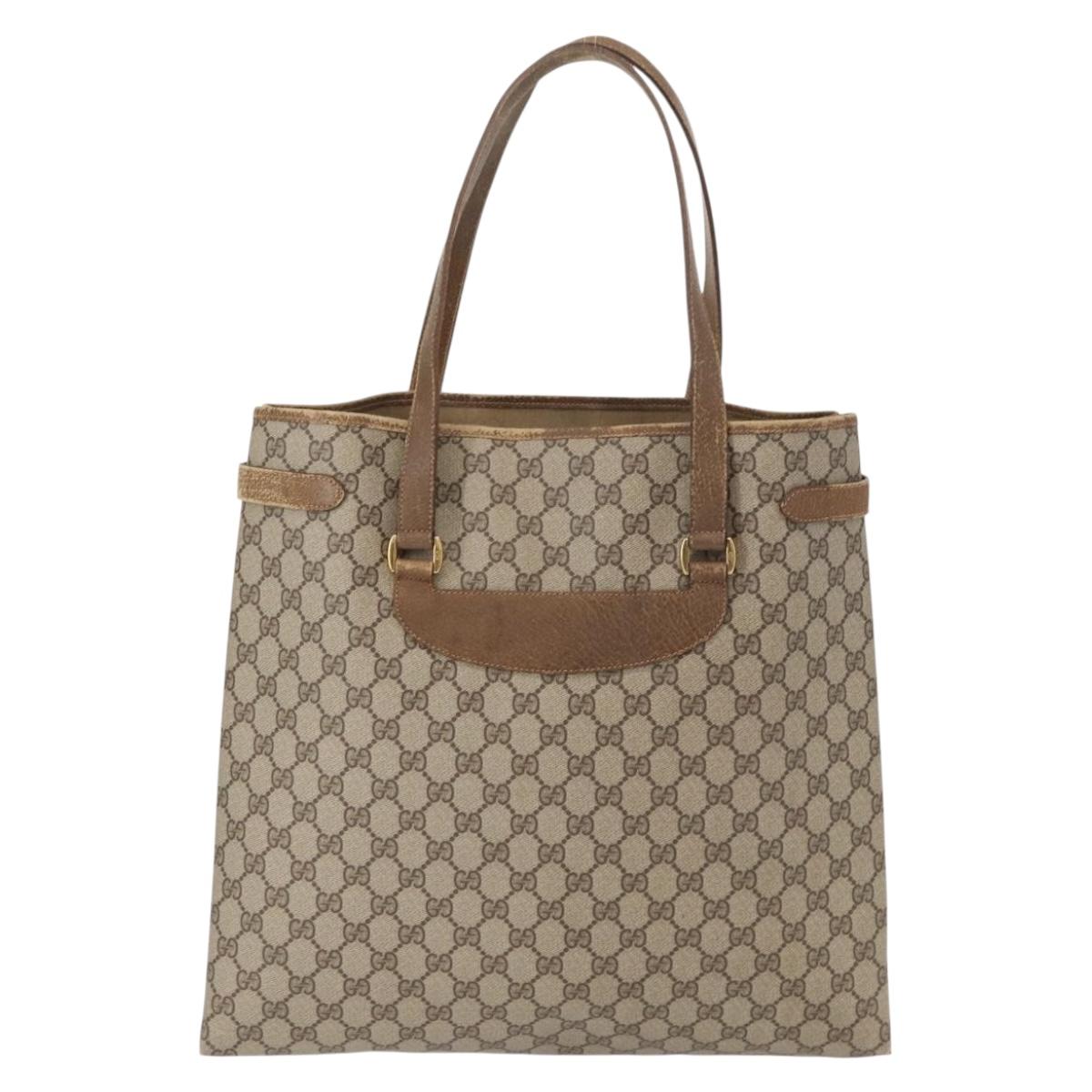 GUCCI GG Supreme Tote Bag PVC Beige Gold 39 02 061 Auth 155474