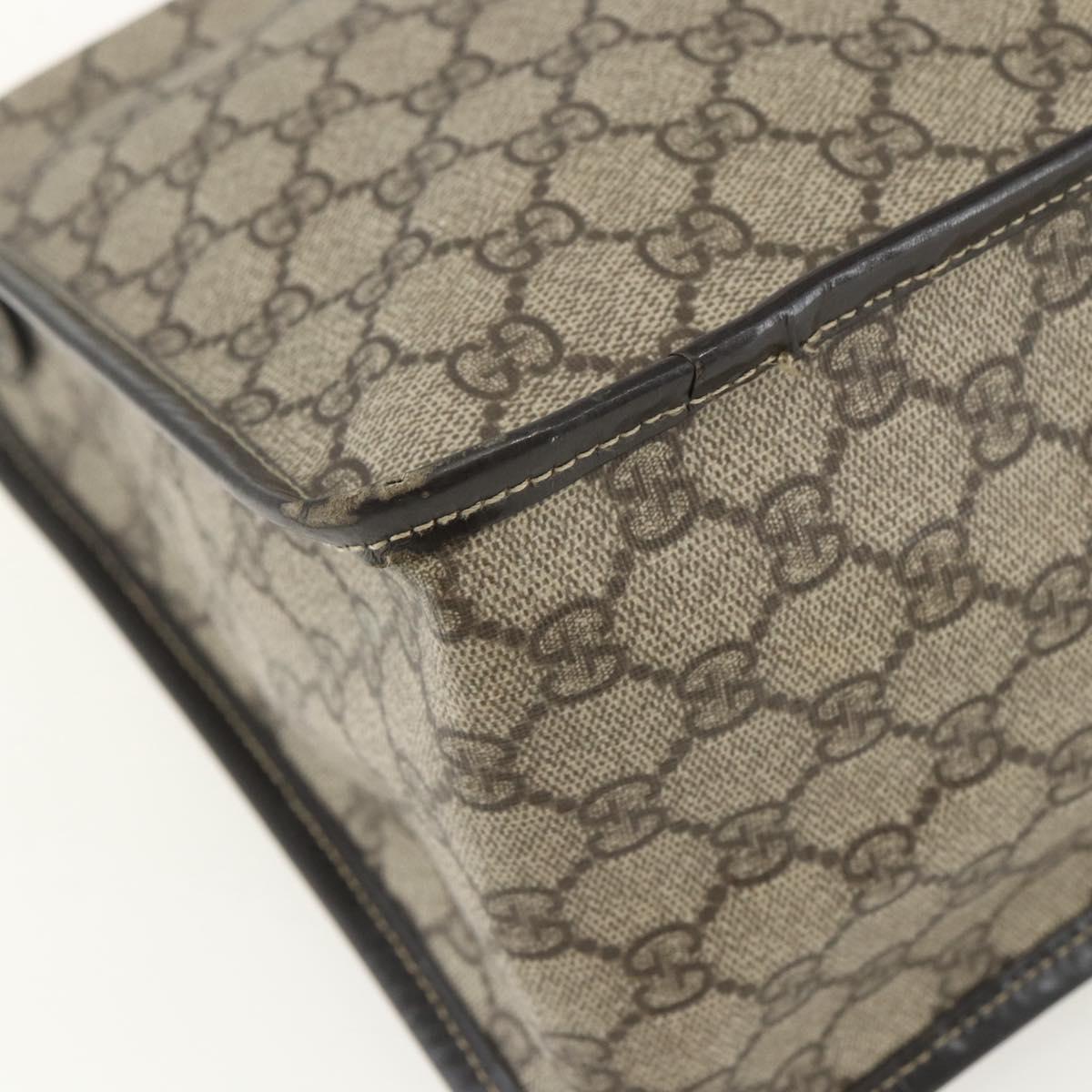 GUCCI GG Supreme Hand Bag PVC Beige Gold 190259 Auth 155475